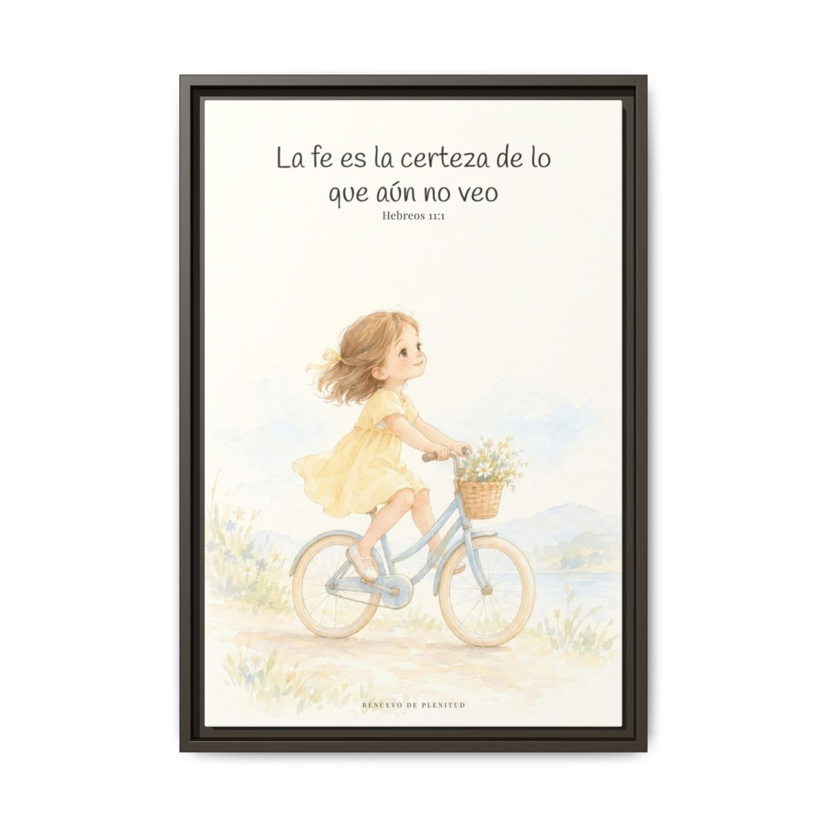 La fe es la certeza de lo que no vemos — Lienzo Cristiano Enmarcado | Hebreos 11:1 — 16×24 pulgadas, marco espresso, vista frontal
