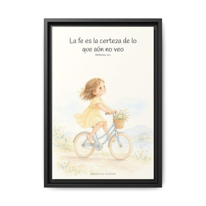 La fe es la certeza de lo que no vemos — Lienzo Cristiano Enmarcado | Hebreos 11:1 — 12×18 pulgadas, marco negro, vista frontal