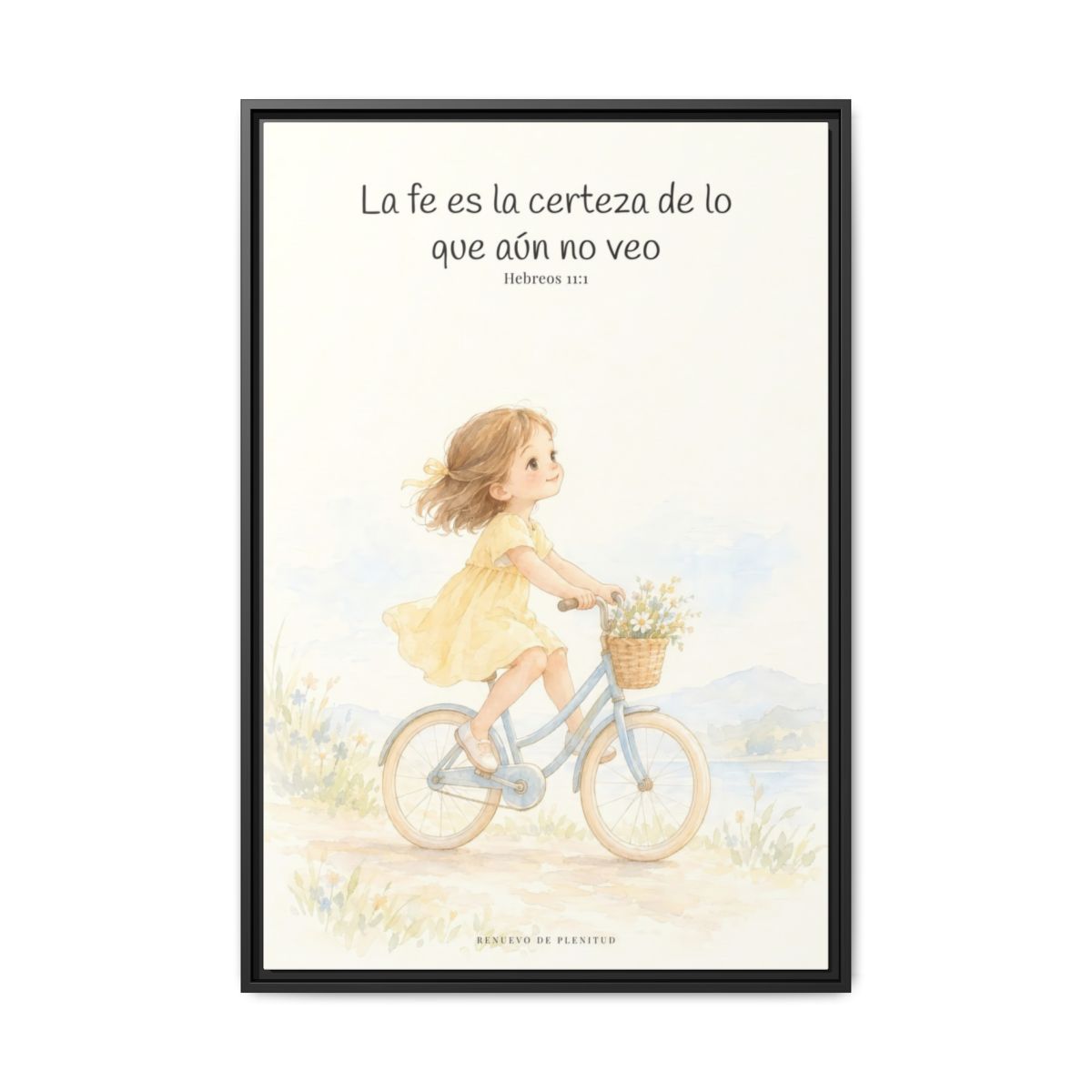 La fe es la certeza de lo que no vemos — Lienzo Cristiano Enmarcado | Hebreos 11:1 — 24×36 pulgadas, marco negro, vista frontal