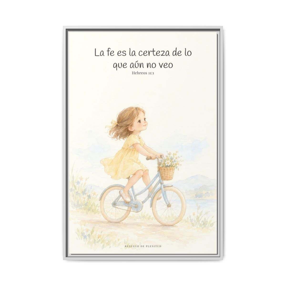 La fe es la certeza de lo que no vemos — Lienzo Cristiano Enmarcado | Hebreos 11:1 — 24×36 pulgadas, marco blanco, vista frontal