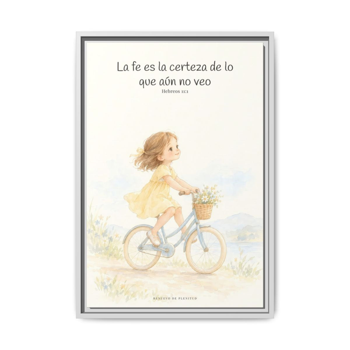 La fe es la certeza de lo que no vemos — Lienzo Cristiano Enmarcado | Hebreos 11:1 — 16×24 pulgadas, marco blanco, vista frontal