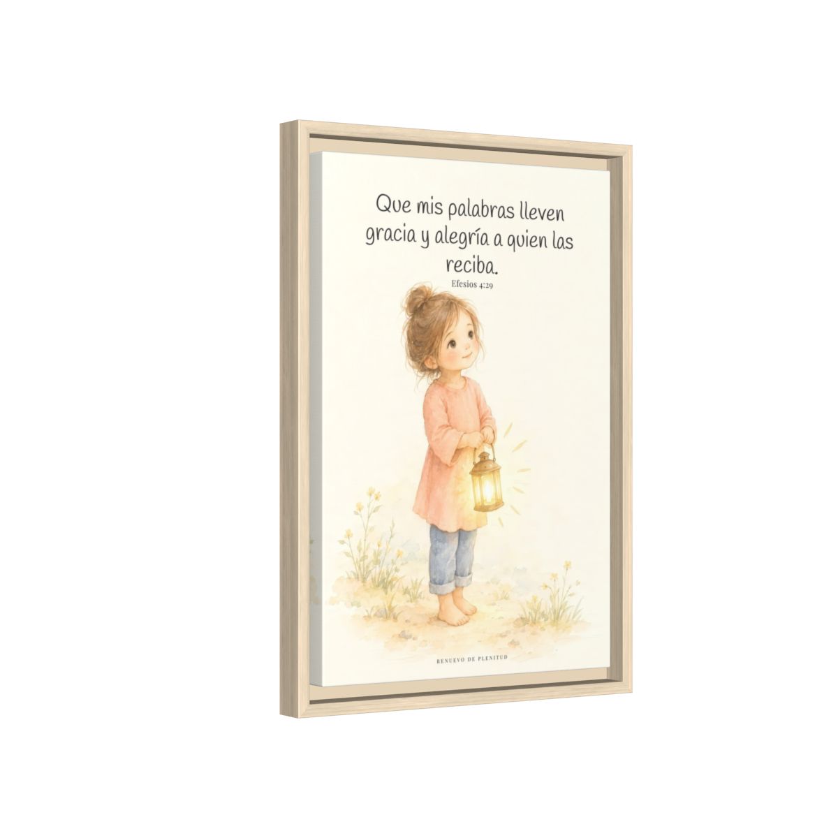 La gracia de Dios en mi boca | Arte cristiano enmarcado | Efesios 4:29 — 12×18 pulgadas, marco natural, vista lateral del marco flotante