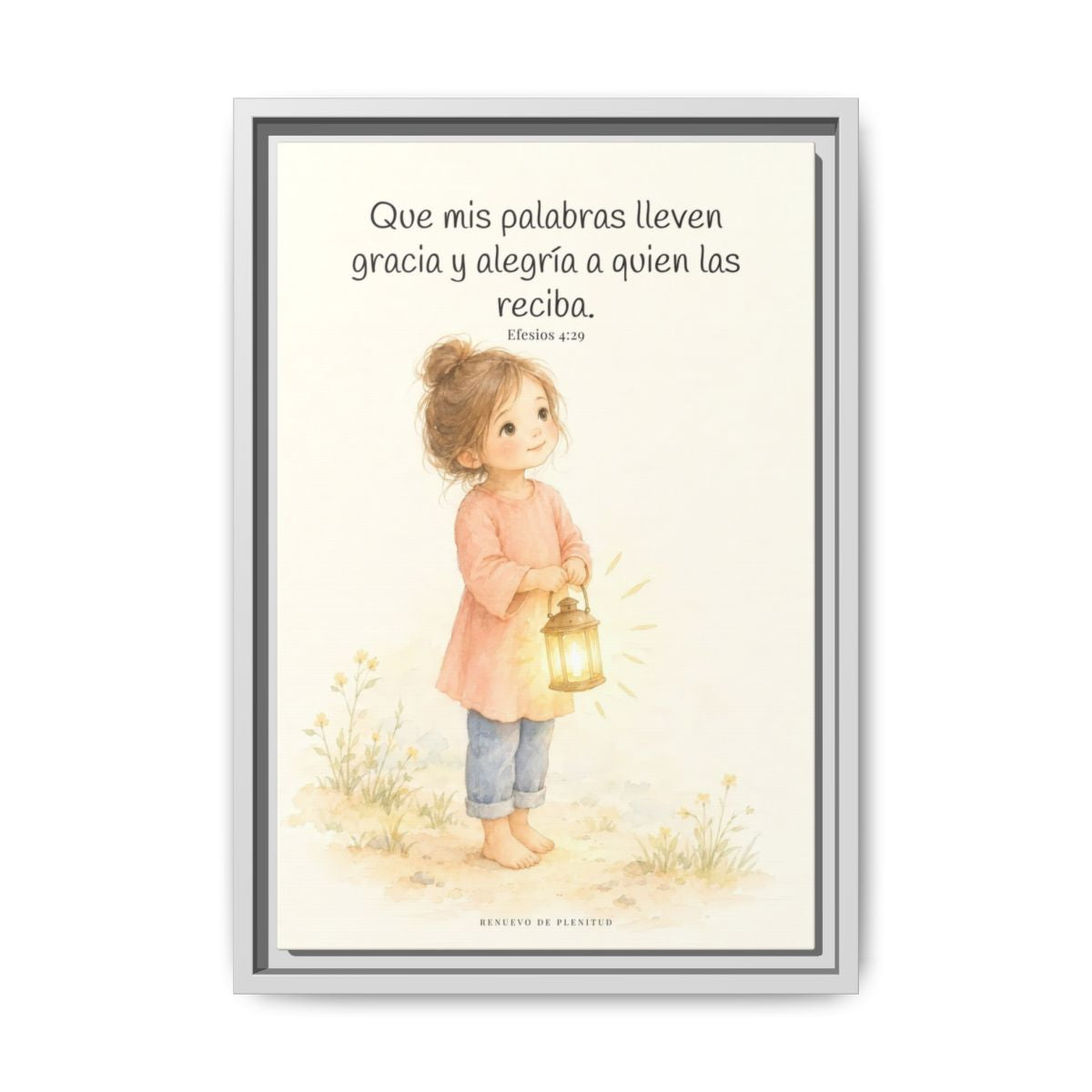 La gracia de Dios en mi boca | Arte cristiano enmarcado | Efesios 4:29 — 12×18 pulgadas, marco blanco, vista frontal