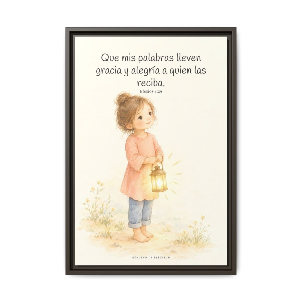 La gracia de Dios en mi boca | Arte cristiano enmarcado | Efesios 4:29 — 16×24 pulgadas, marco espresso, vista frontal