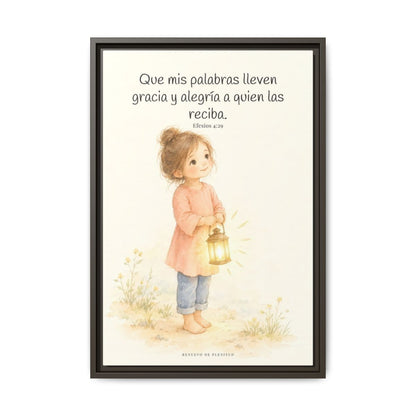 La gracia de Dios en mi boca | Arte cristiano enmarcado | Efesios 4:29 — 16×24 pulgadas, marco espresso, vista frontal