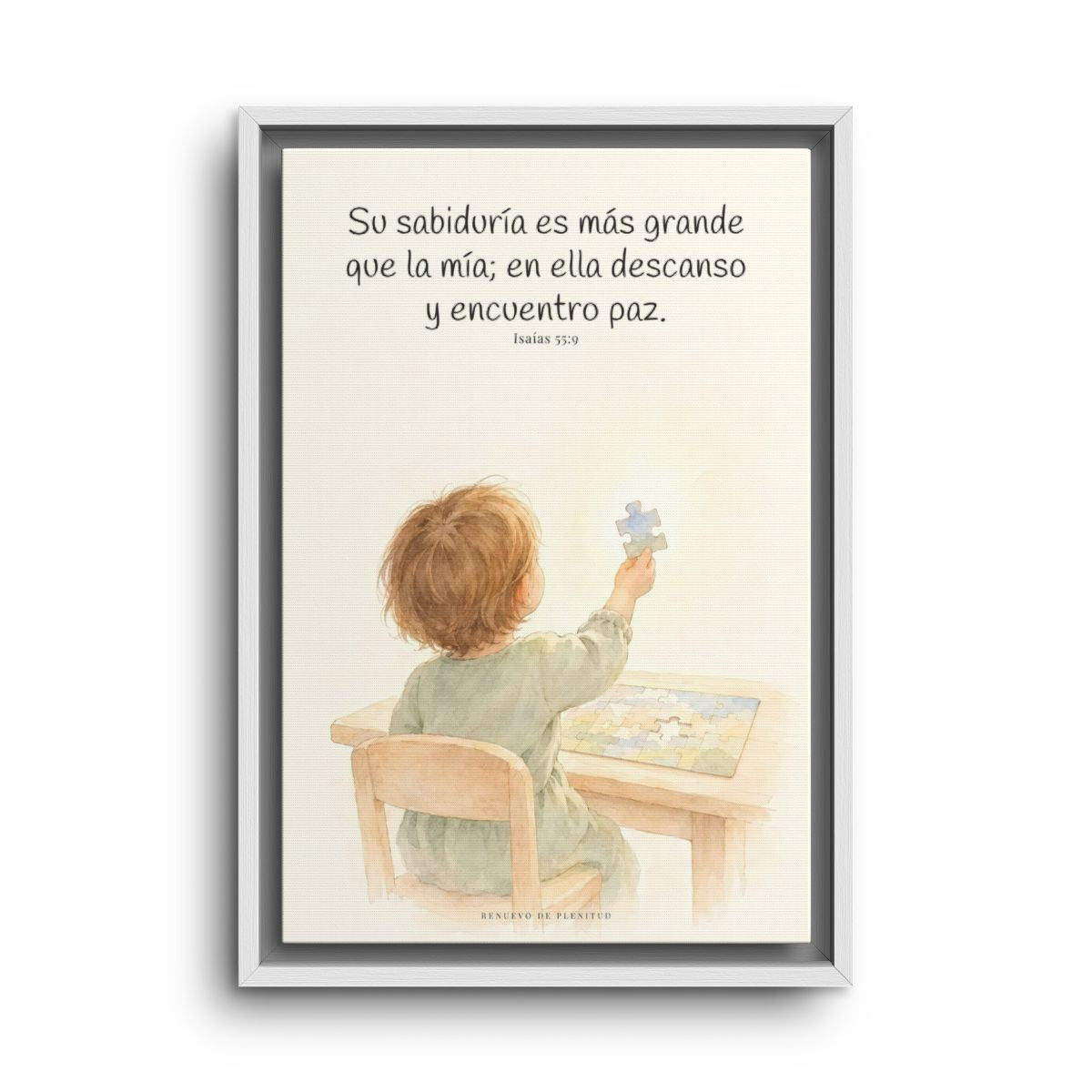 La sabiduría de Dios supera a la mía | Cuadro de fe enmarcado | Isaías 55:9 — 12×18 pulgadas, marco blanco, vista frontal