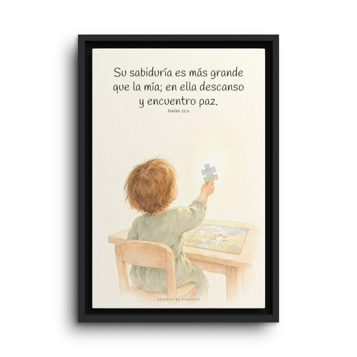 La sabiduría de Dios supera a la mía | Cuadro de fe enmarcado | Isaías 55:9 — 12×18 pulgadas, marco negro, vista frontal