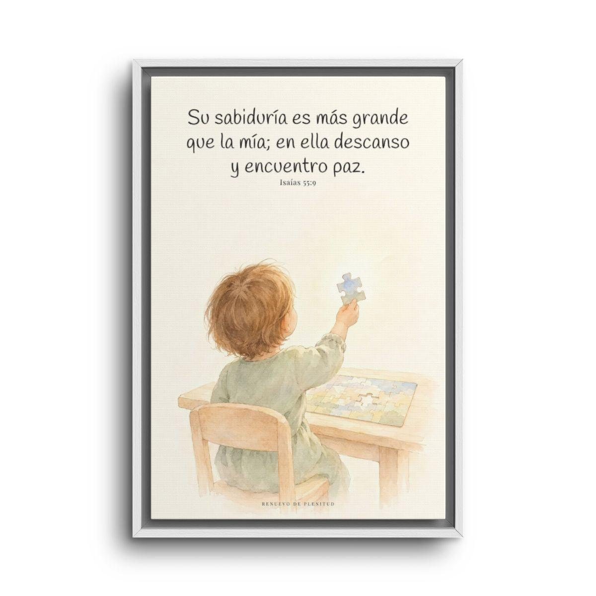 La sabiduría de Dios supera a la mía | Cuadro de fe enmarcado | Isaías 55:9 — 16×24 pulgadas, marco blanco, vista frontal