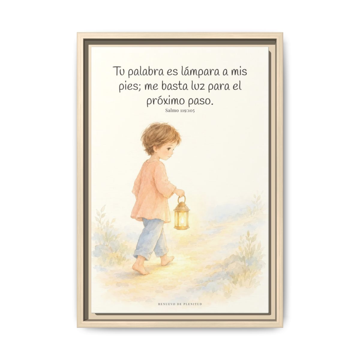 Lámpara es tu palabra a mis pies — Lienzo Cristiano Enmarcado | Salmo 119:105 — 12×18 pulgadas, marco natural, vista frontal