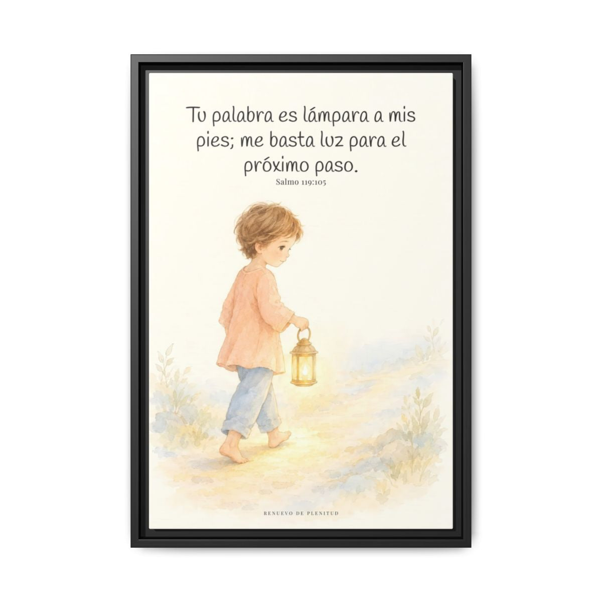 Lámpara es tu palabra a mis pies — Lienzo Cristiano Enmarcado | Salmo 119:105 — 16×24 pulgadas, marco negro, vista frontal