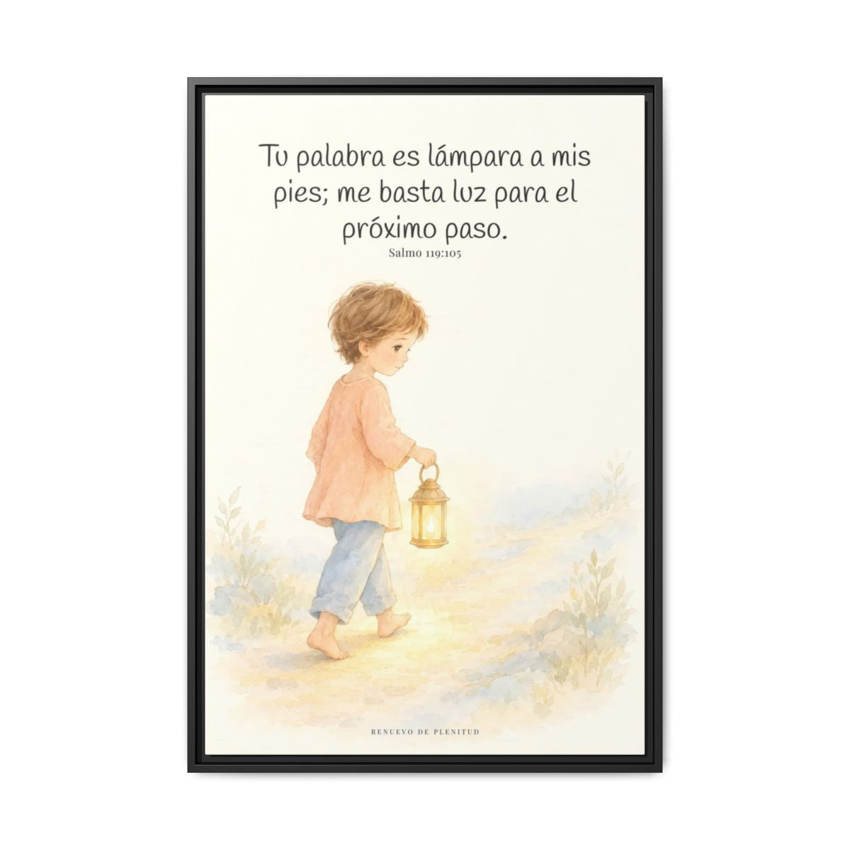 Lámpara es tu palabra a mis pies — Lienzo Cristiano Enmarcado | Salmo 119:105 — 24×36 pulgadas, marco negro, vista frontal