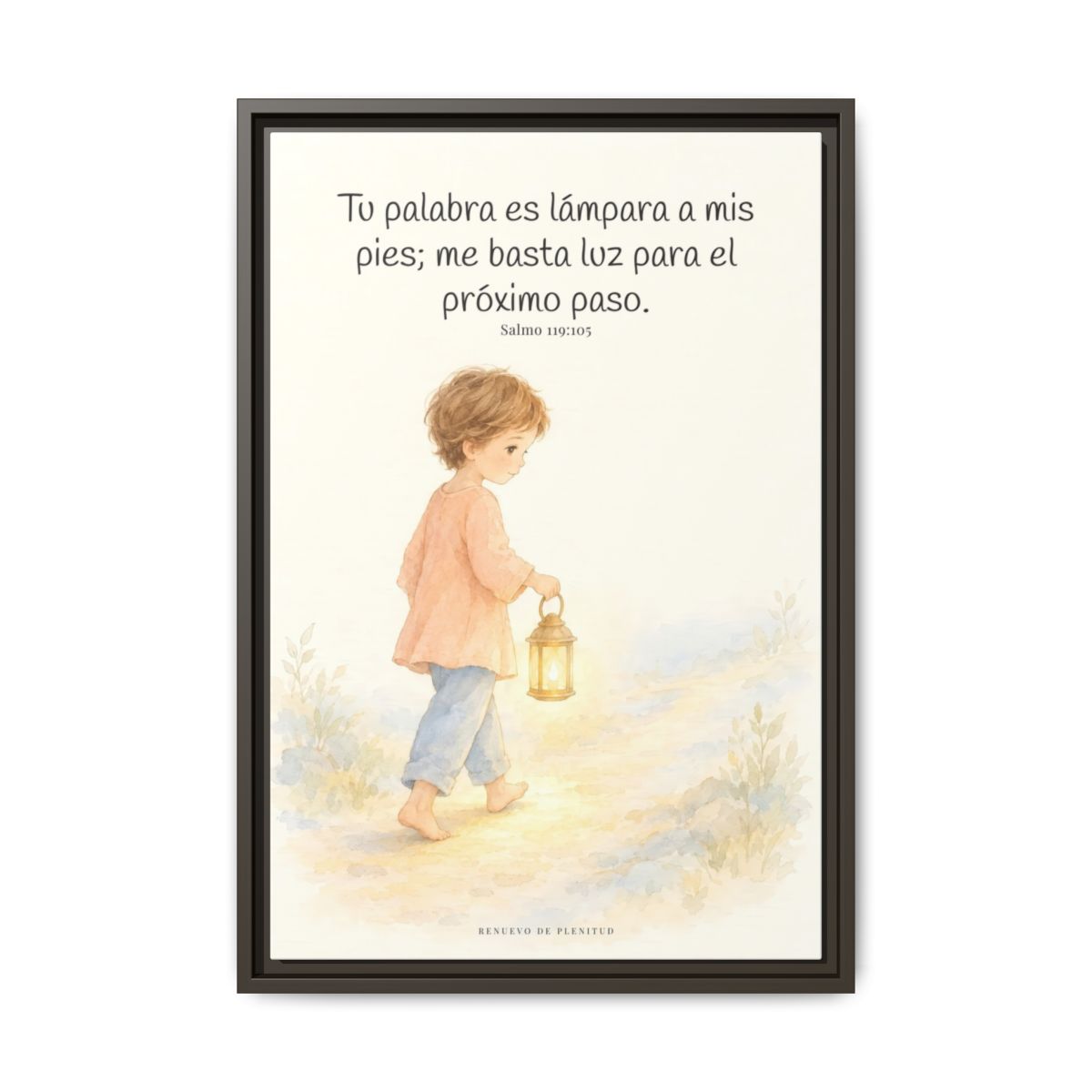 Lámpara es tu palabra a mis pies — Lienzo Cristiano Enmarcado | Salmo 119:105 — 16×24 pulgadas, marco espresso, vista frontal