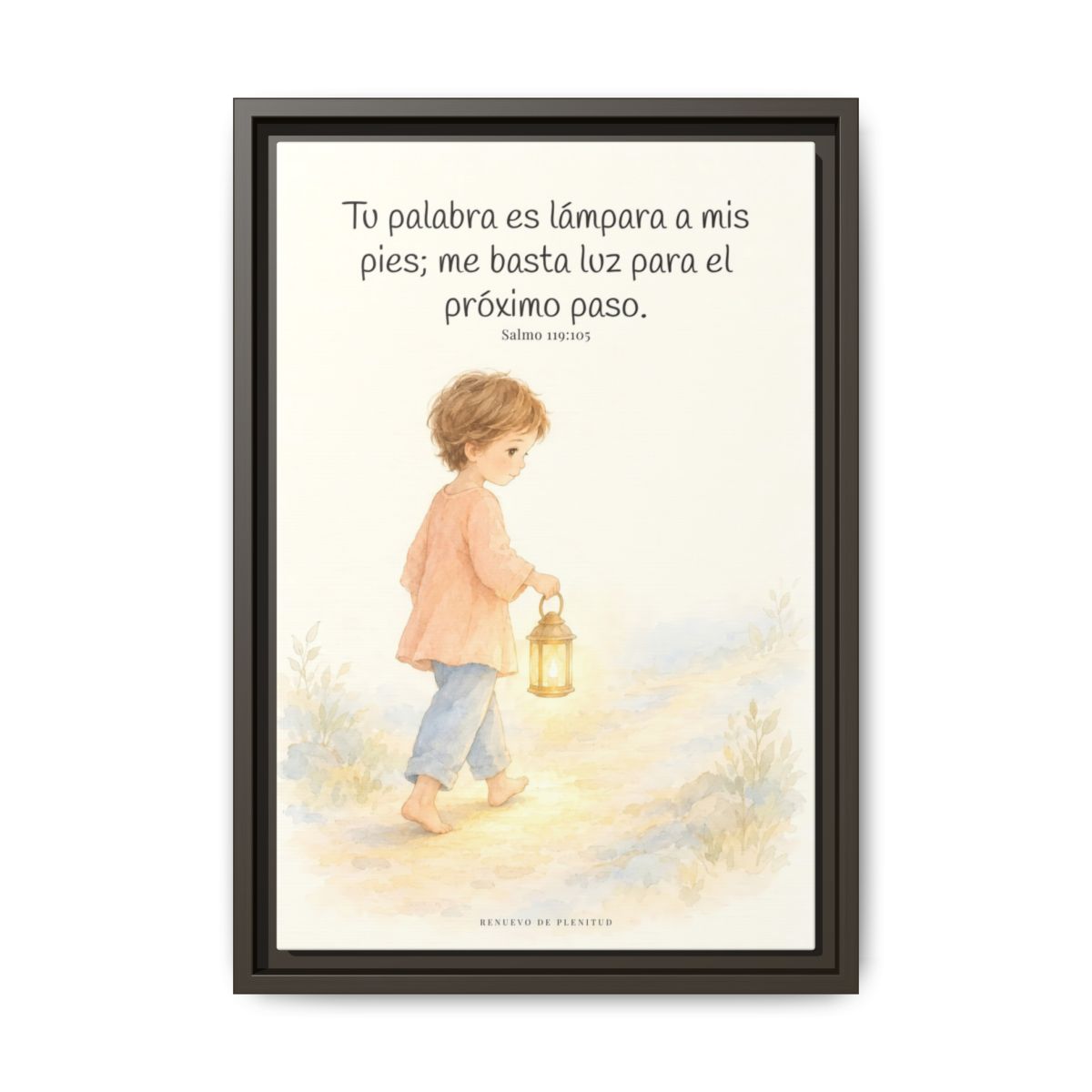 Lámpara es tu palabra a mis pies — Lienzo Cristiano Enmarcado | Salmo 119:105 — 12×18 pulgadas, marco espresso, vista frontal