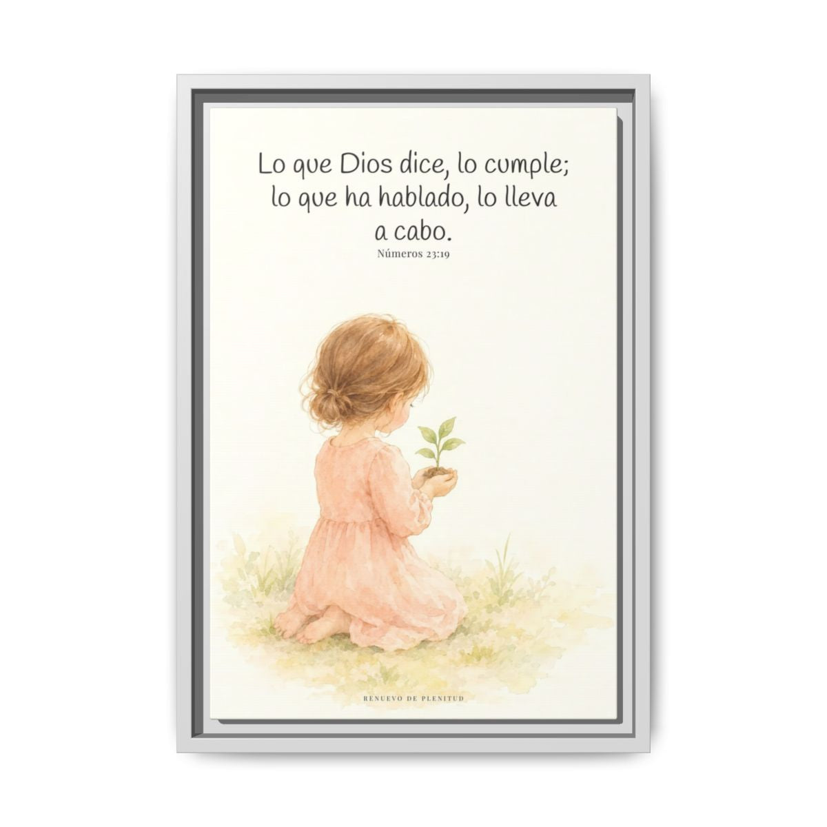 Lo que Dios dice, lo hace — Lienzo Cristiano Enmarcado | Números 23:19 — 12×18 pulgadas, marco blanco, vista frontal