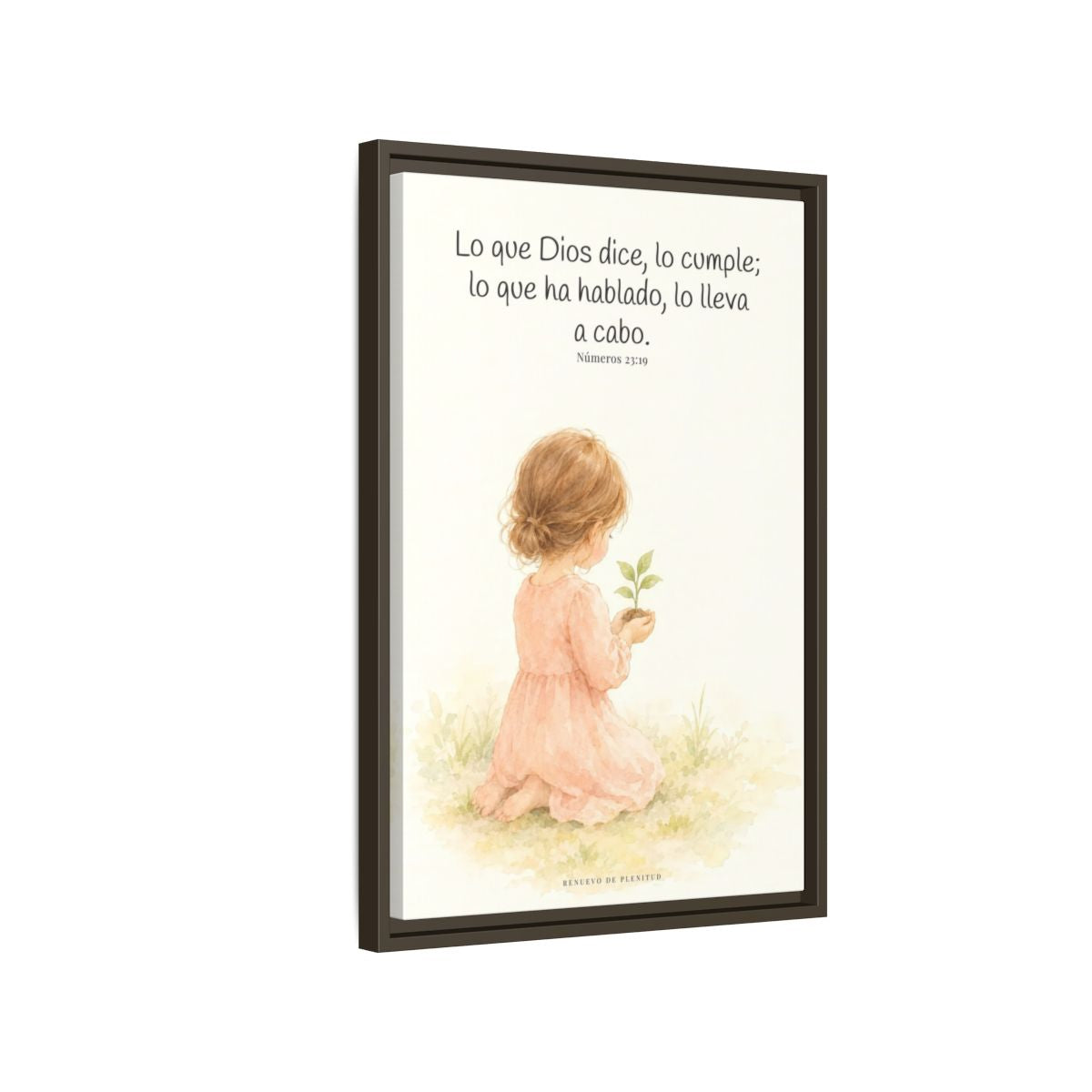 Lo que Dios dice, lo hace — Lienzo Cristiano Enmarcado | Números 23:19 — 16×24 pulgadas, marco espresso, vista lateral del marco flotante