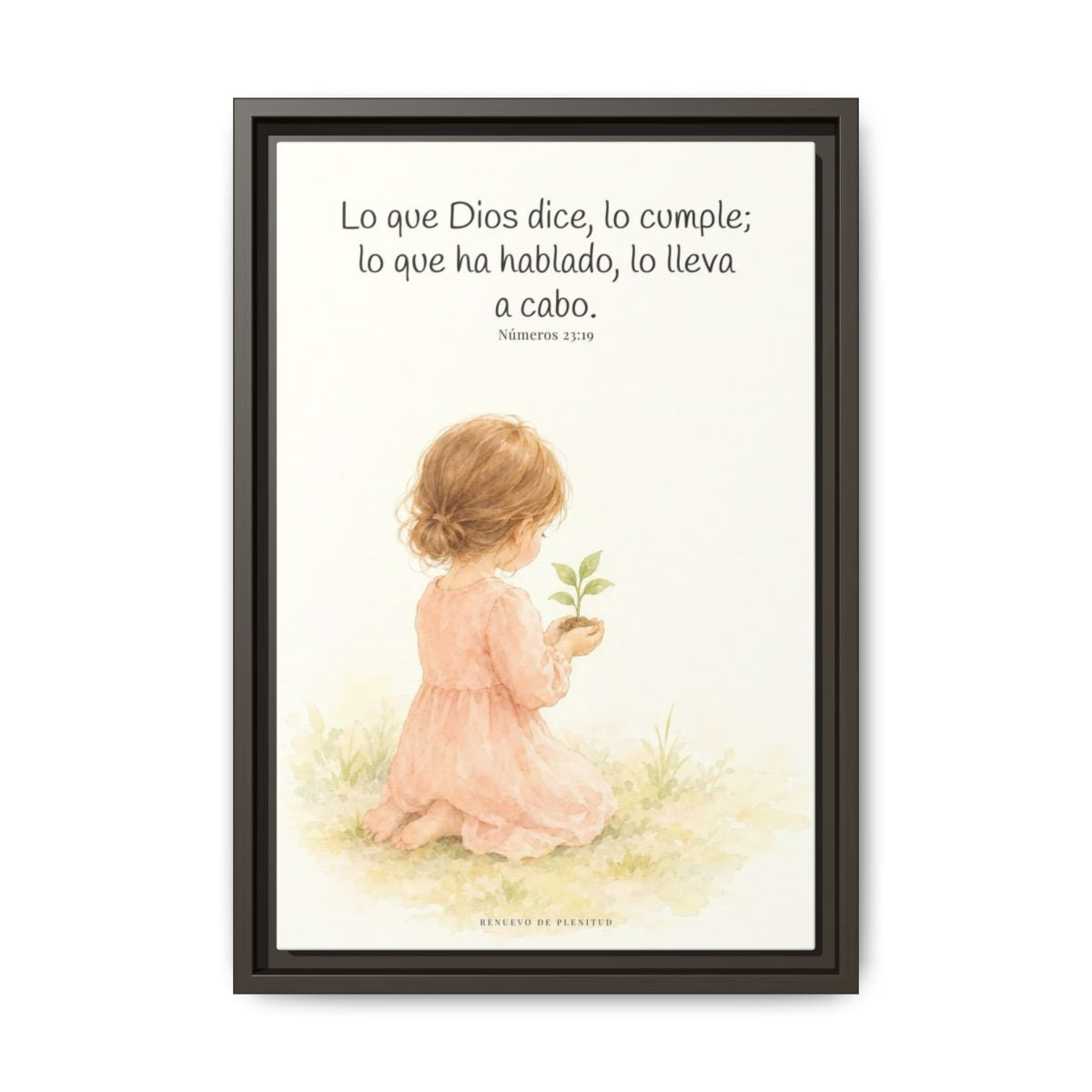 Lo que Dios dice, lo hace — Lienzo Cristiano Enmarcado | Números 23:19 — 12×18 pulgadas, marco espresso, vista frontal