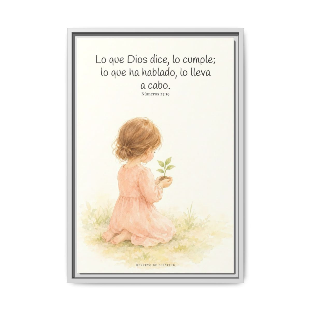Lo que Dios dice, lo hace — Lienzo Cristiano Enmarcado | Números 23:19 — 16×24 pulgadas, marco blanco, vista frontal
