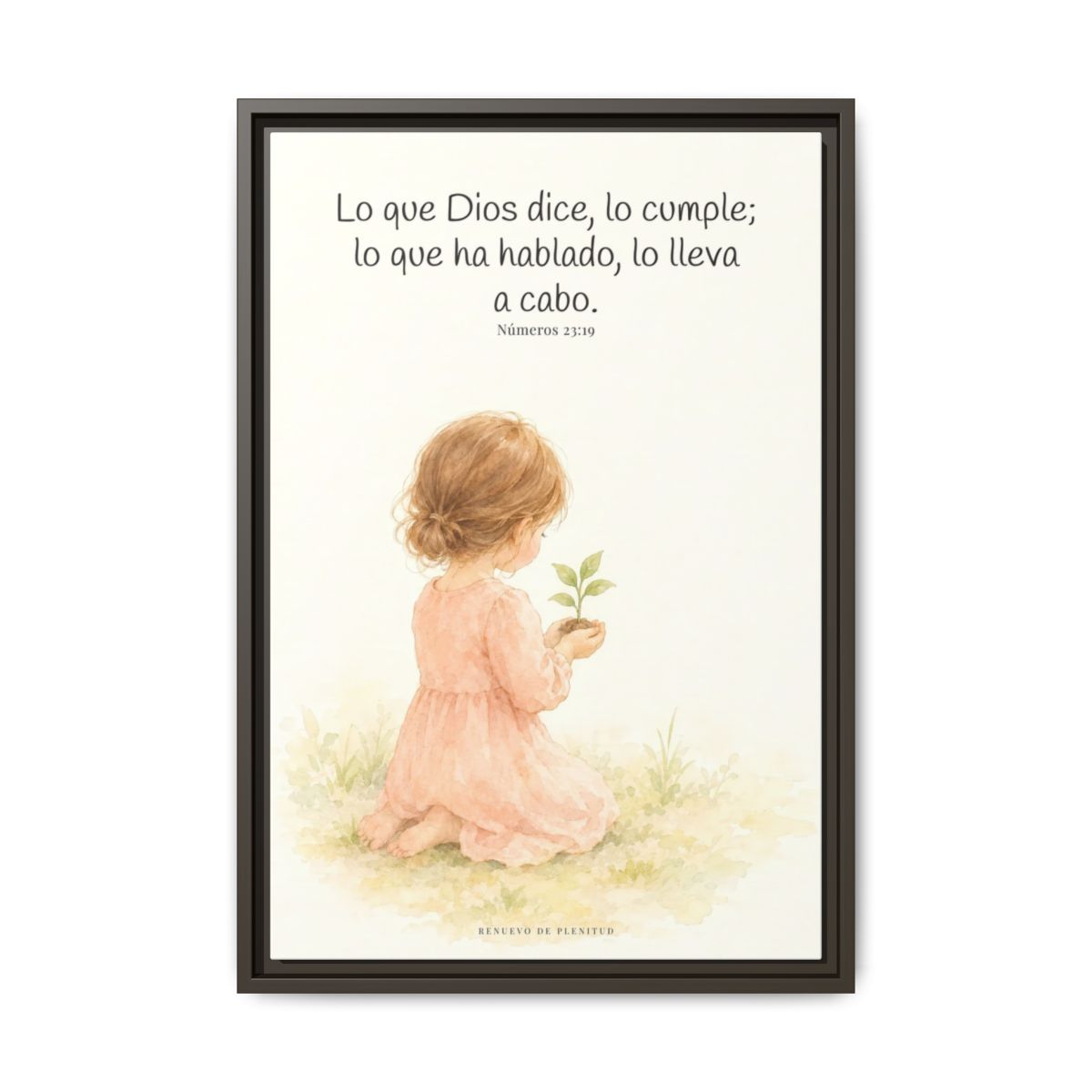 Lo que Dios dice, lo hace — Lienzo Cristiano Enmarcado | Números 23:19 — 16×24 pulgadas, marco espresso, vista frontal