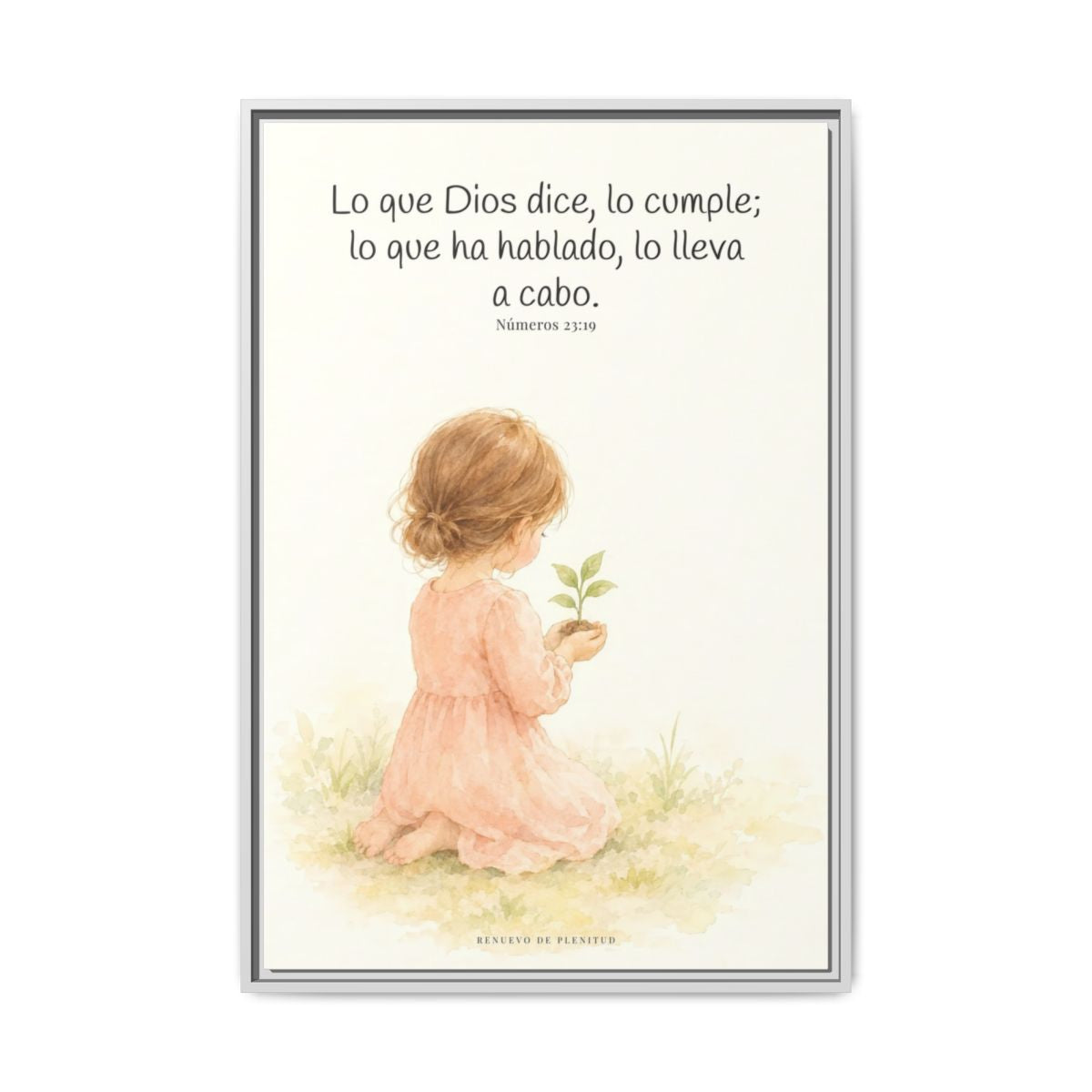 Lo que Dios dice, lo hace — Lienzo Cristiano Enmarcado | Números 23:19 — 24×36 pulgadas, marco blanco, vista frontal