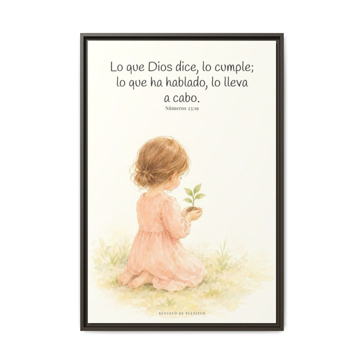 Lo que Dios dice, lo hace — Lienzo Cristiano Enmarcado | Números 23:19 — 24×36 pulgadas, marco espresso, vista frontal