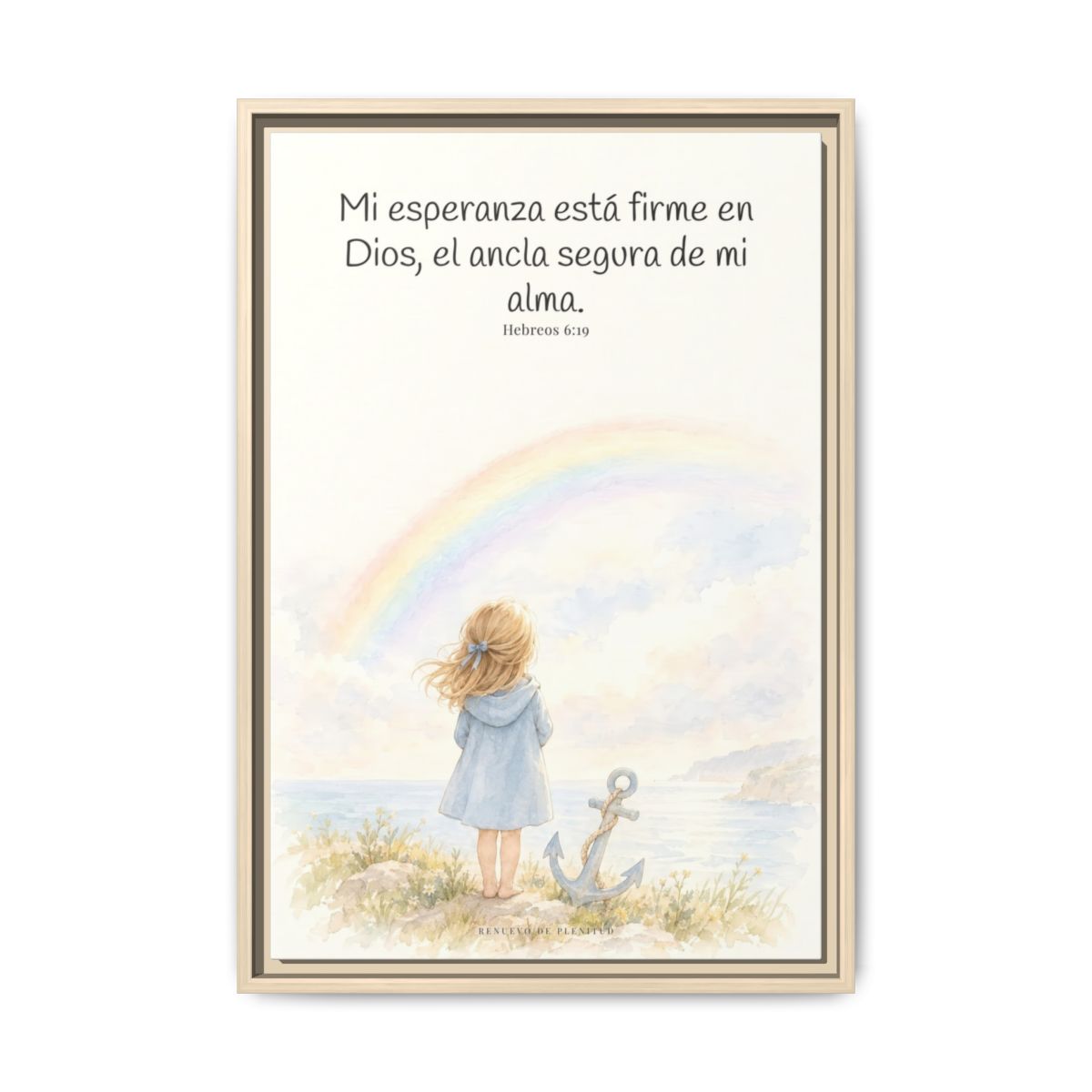 Mi esperanza está firme en Dios — Lienzo Cristiano Enmarcado | Hebreos 6:19 — 16×24 pulgadas, marco natural, vista frontal