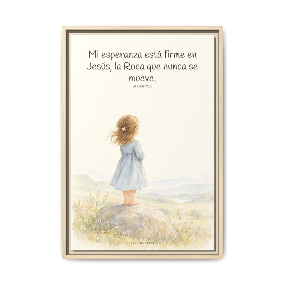 Mi esperanza está firme en Jesús — Lienzo Cristiano Enmarcado | Mateo 7:24 — 16×24 pulgadas, marco natural, vista frontal