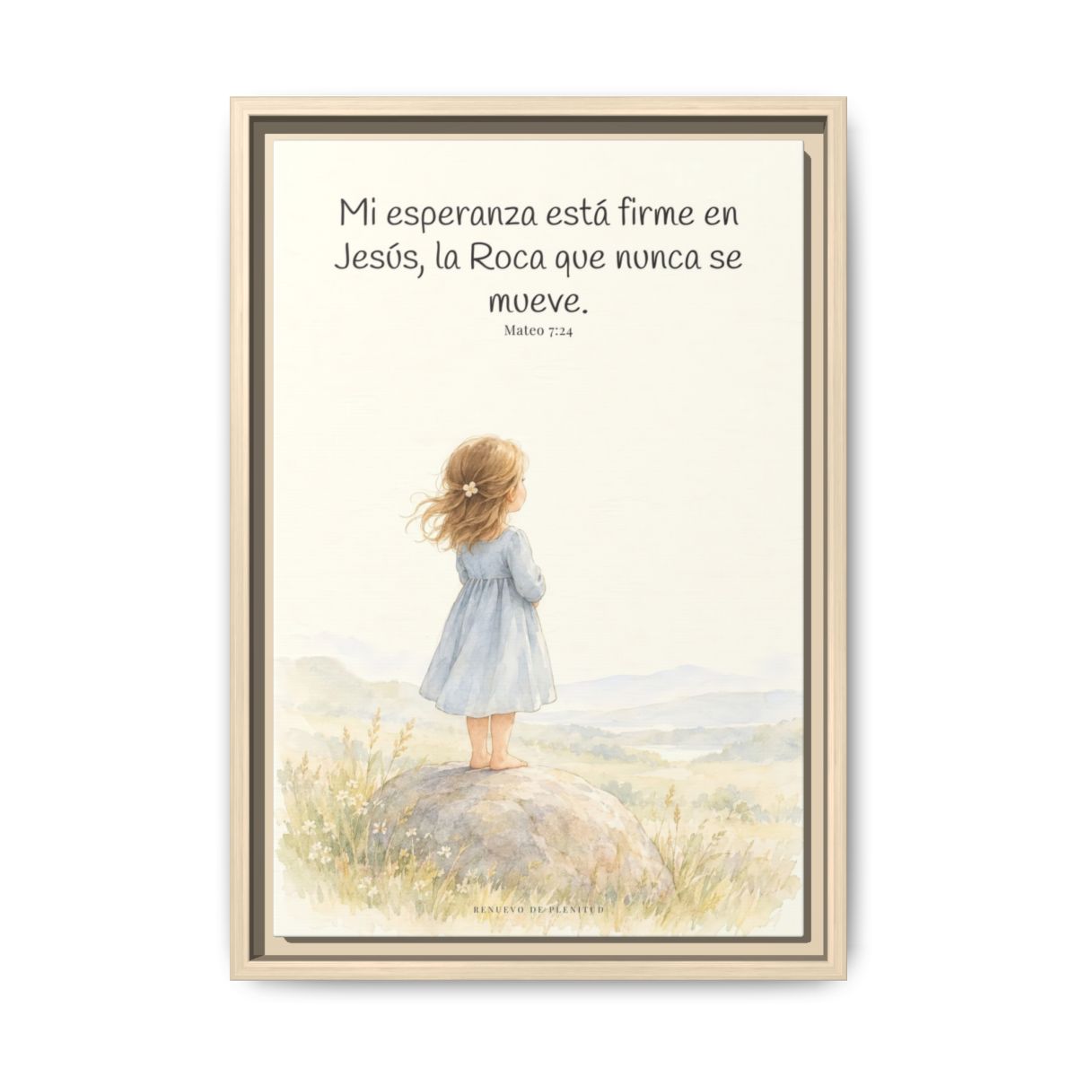 Mi esperanza está firme en Jesús — Lienzo Cristiano Enmarcado | Mateo 7:24 — 12×18 pulgadas, marco natural, vista frontal