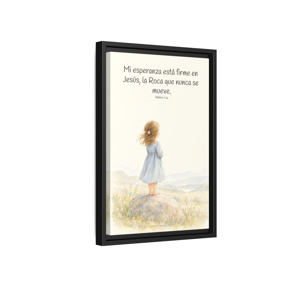 Mi esperanza está firme en Jesús — Lienzo Cristiano Enmarcado | Mateo 7:24 — 12×18 pulgadas, marco negro, vista lateral del marco flotante