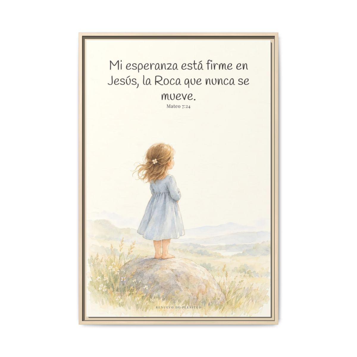 Mi esperanza está firme en Jesús — Lienzo Cristiano Enmarcado | Mateo 7:24 — 24×36 pulgadas, marco natural, vista frontal