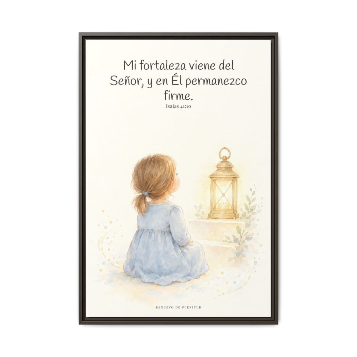 Mi fortaleza viene del Señor — Lienzo Cristiano Enmarcado | Isaías 41:10 — 24×36 pulgadas, marco espresso, vista frontal