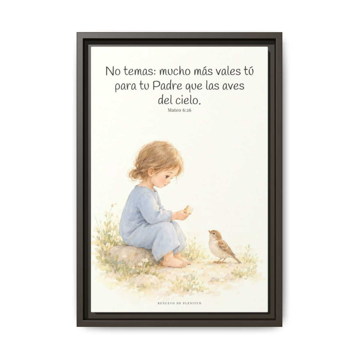 Mucho más valéis vosotros que las aves — Lienzo Cristiano Enmarcado | Mateo 6:26 — 12×18 pulgadas, marco espresso, vista frontal