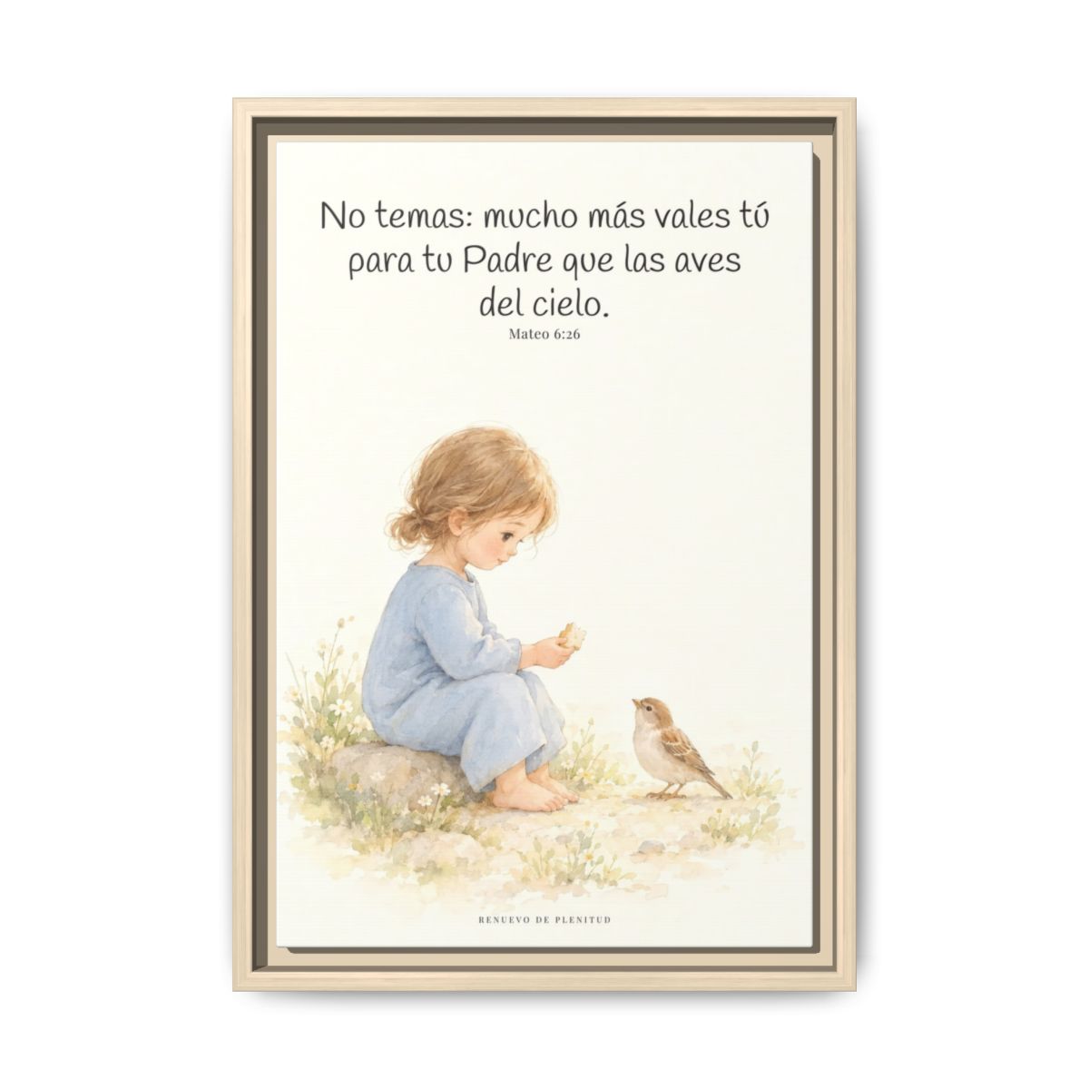Mucho más valéis vosotros que las aves — Lienzo Cristiano Enmarcado | Mateo 6:26 — 12×18 pulgadas, marco natural, vista frontal