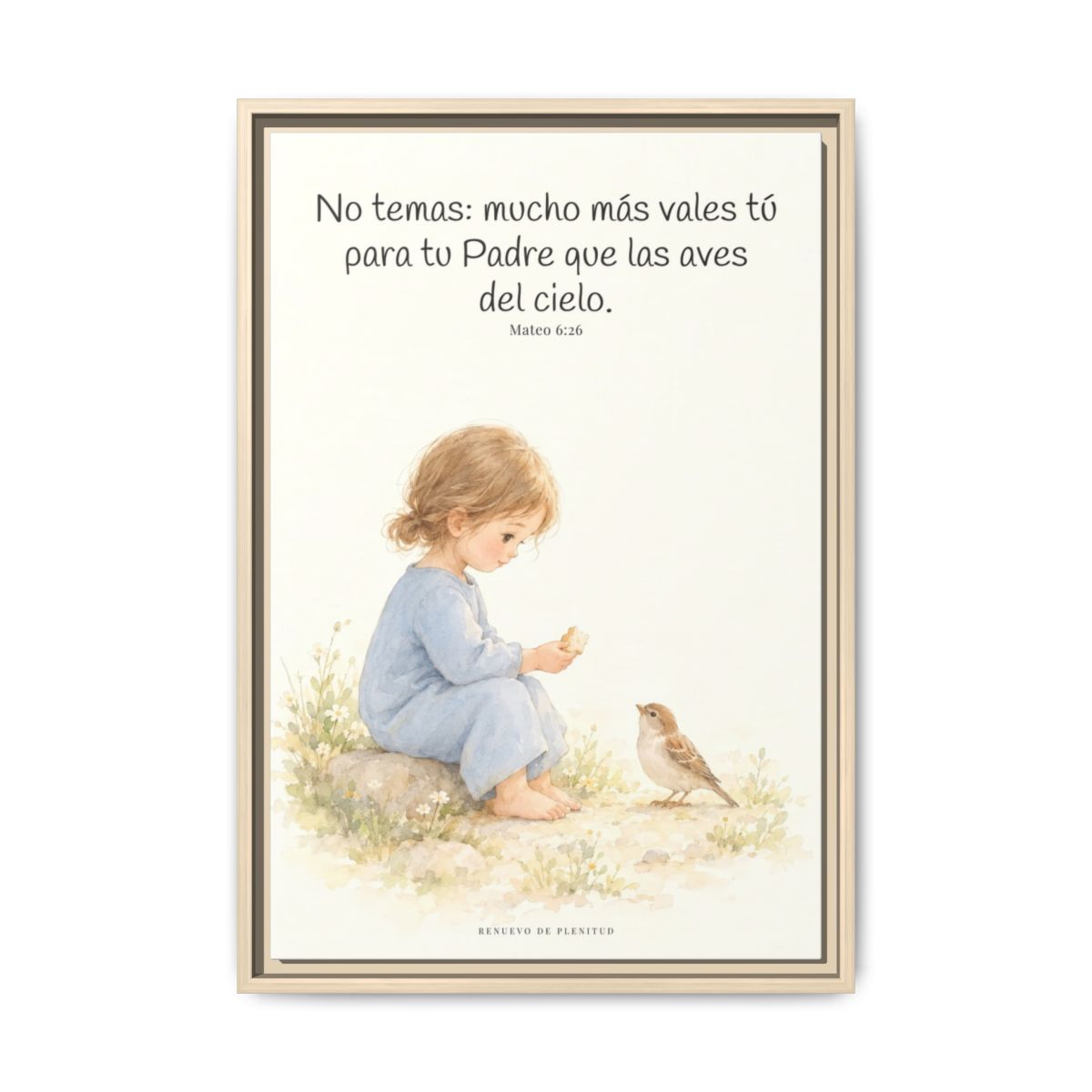 Mucho más valéis vosotros que las aves — Lienzo Cristiano Enmarcado | Mateo 6:26 — 16×24 pulgadas, marco natural, vista frontal