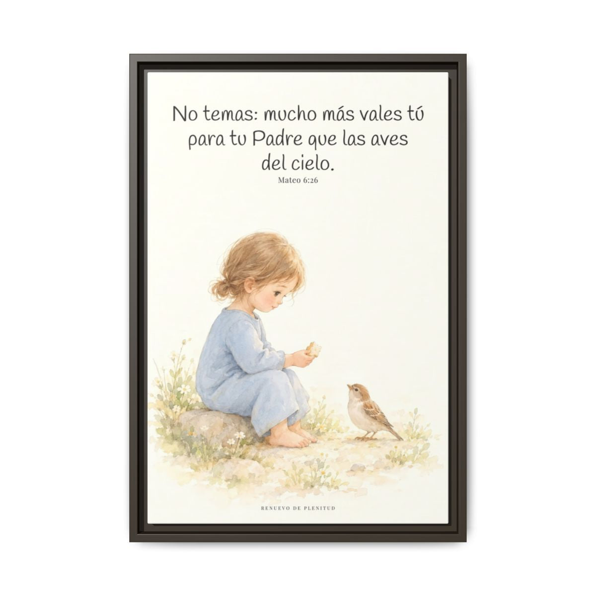 Mucho más valéis vosotros que las aves — Lienzo Cristiano Enmarcado | Mateo 6:26 — 16×24 pulgadas, marco espresso, vista frontal