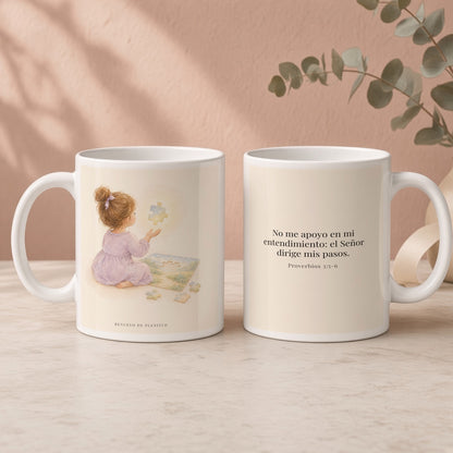El Señor dirige mis pasos | Taza de inspiración bíblica | Proverbios 3:5-6 — 15oz · Regalo rosa empolvado, arte y frase devocional en dos tazas