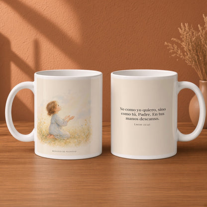 Hágase tu voluntad, Padre | Taza de fe para cada mañana | Lucas 22:42 — 15oz · Desayuno terracota, arte y frase devocional en dos tazas