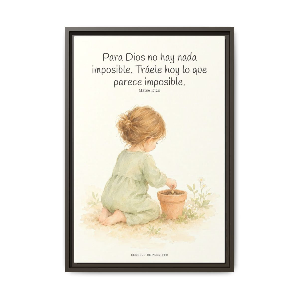 Nada hay imposible para Dios — Lienzo Cristiano Enmarcado | Mateo 17:20 — 16×24 pulgadas, marco espresso, vista frontal