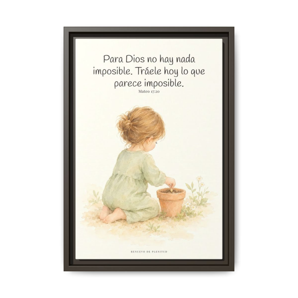 Nada hay imposible para Dios — Lienzo Cristiano Enmarcado | Mateo 17:20 — 12×18 pulgadas, marco espresso, vista frontal