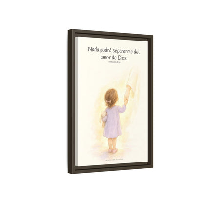Nada podrá separarme del amor de Dios | Cuadro de inspiración bíblica | Romanos 8:31 — 12×18 pulgadas, marco espresso, vista lateral del marco flotante