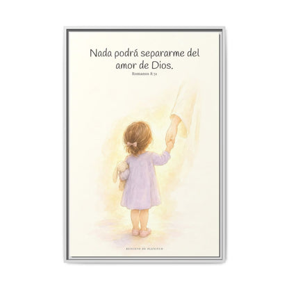 Nada podrá separarme del amor de Dios | Cuadro de inspiración bíblica | Romanos 8:31 — 24×36 pulgadas, marco blanco, vista frontal