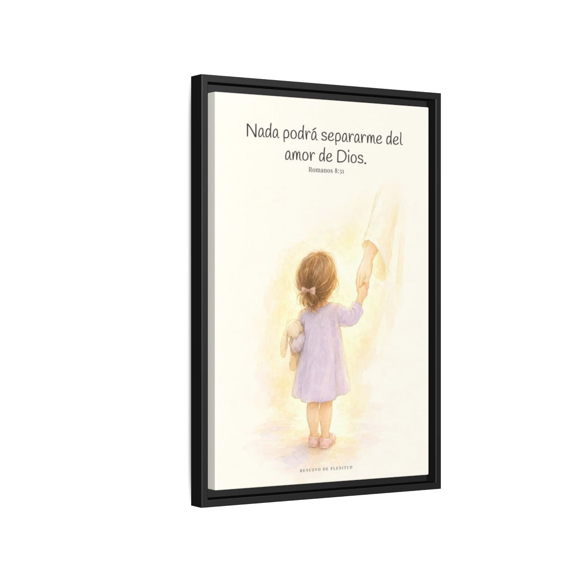 Nada podrá separarme del amor de Dios | Cuadro de inspiración bíblica | Romanos 8:31 — 16×24 pulgadas, marco negro, vista lateral del marco flotante