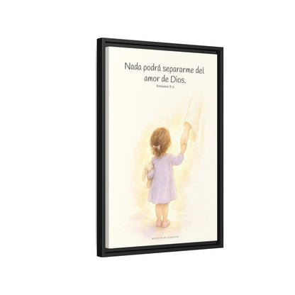 Nada podrá separarme del amor de Dios | Cuadro de inspiración bíblica | Romanos 8:31 — 16×24 pulgadas, marco negro, vista lateral del marco flotante