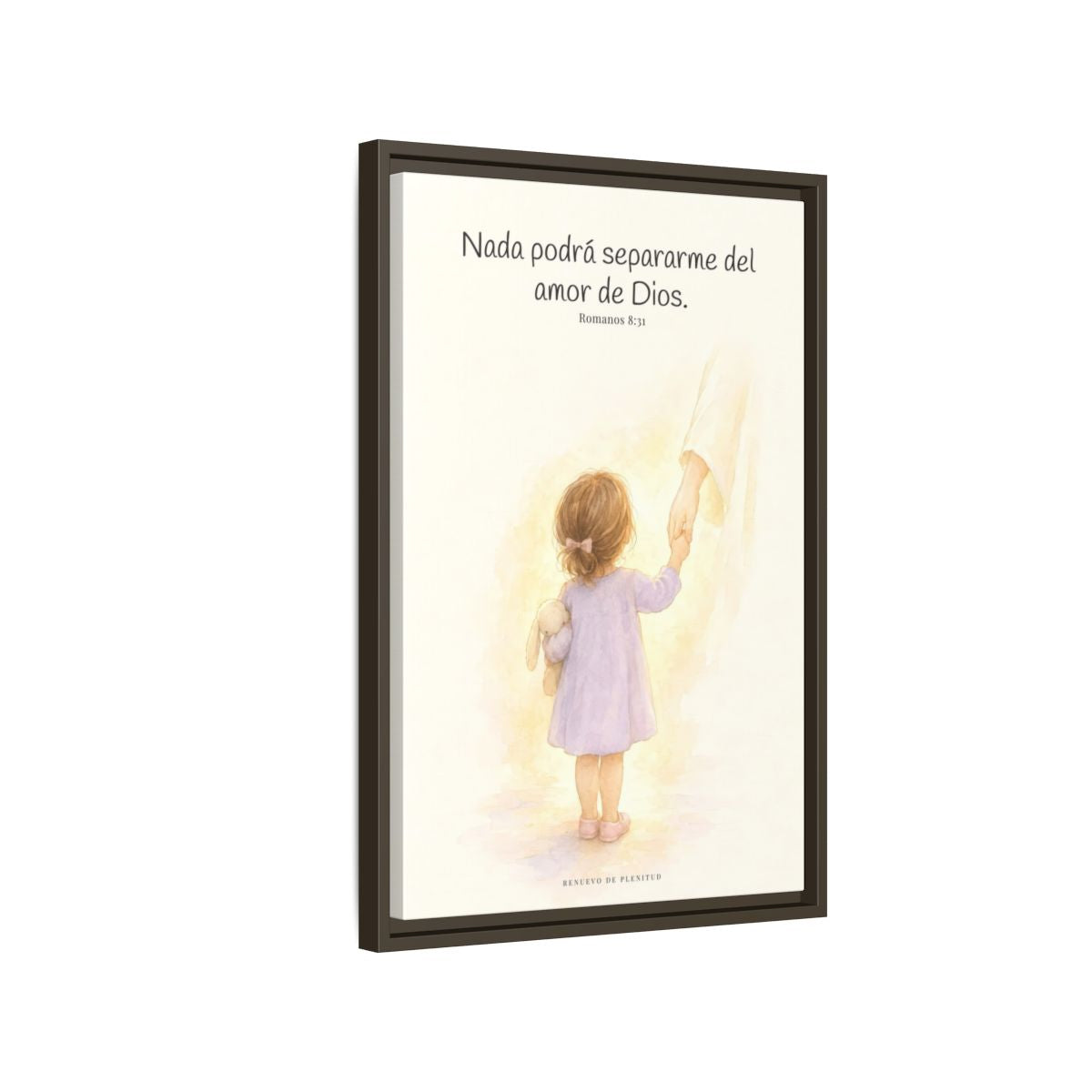Nada podrá separarme del amor de Dios | Cuadro de inspiración bíblica | Romanos 8:31 — 16×24 pulgadas, marco espresso, vista lateral del marco flotante
