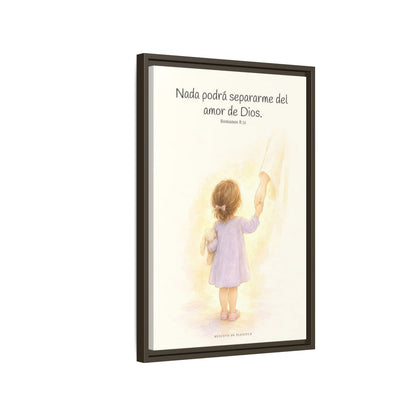 Nada podrá separarme del amor de Dios | Cuadro de inspiración bíblica | Romanos 8:31 — 16×24 pulgadas, marco espresso, vista lateral del marco flotante