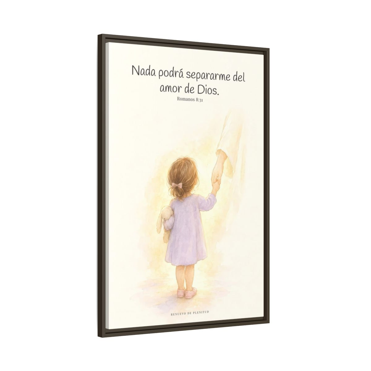 Nada podrá separarme del amor de Dios | Cuadro de inspiración bíblica | Romanos 8:31 — 24×36 pulgadas, marco espresso, vista lateral del marco flotante