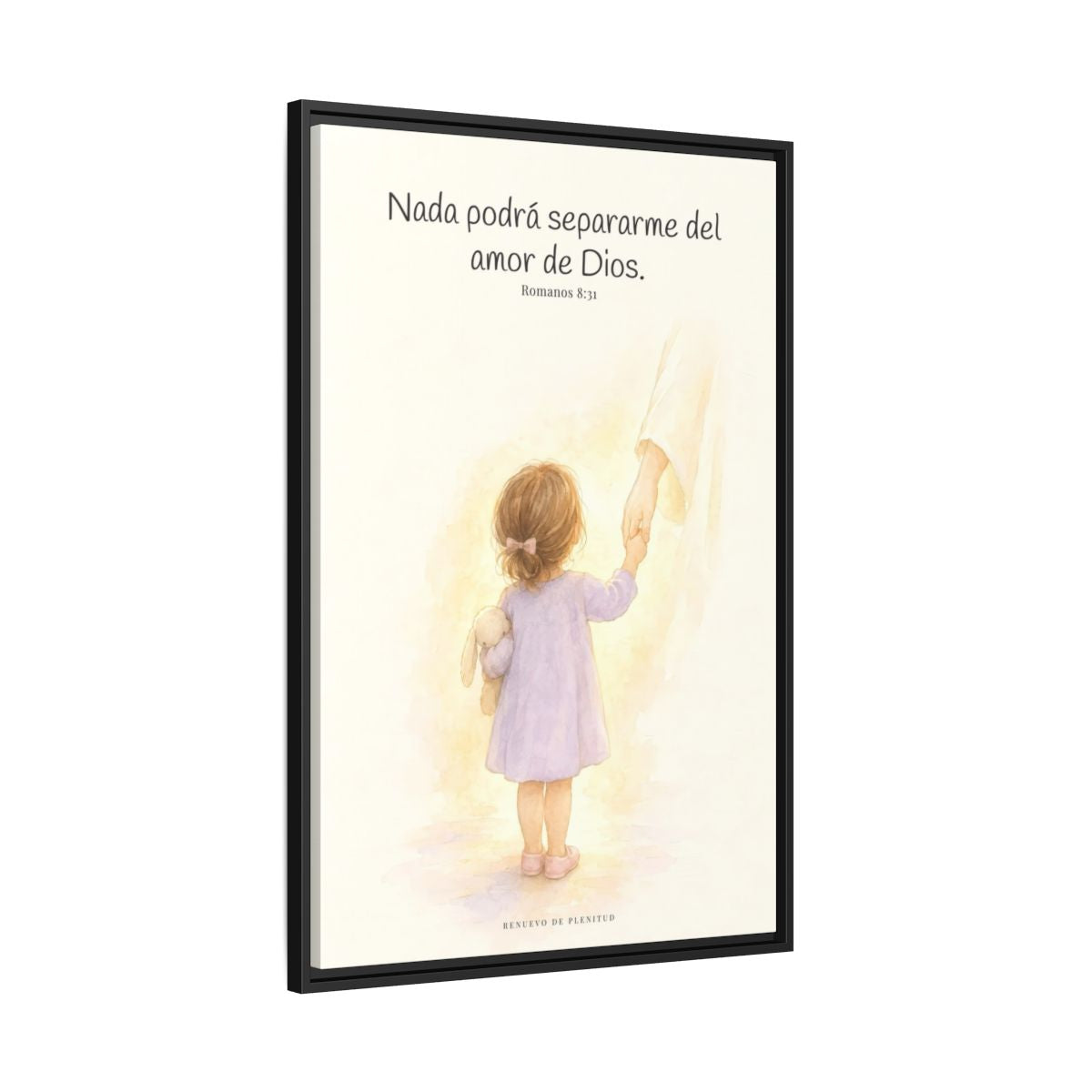 Nada podrá separarme del amor de Dios | Cuadro de inspiración bíblica | Romanos 8:31 — 24×36 pulgadas, marco negro, vista lateral del marco flotante