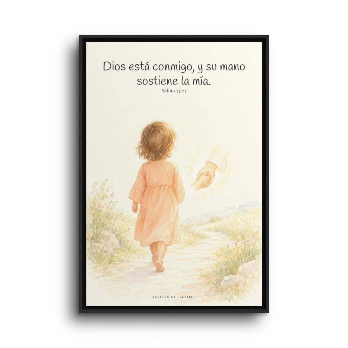 Nunca estoy solo | Cuadro bíblico para el hogar | Salmo 73:23 — 24×36 pulgadas, marco negro, vista frontal