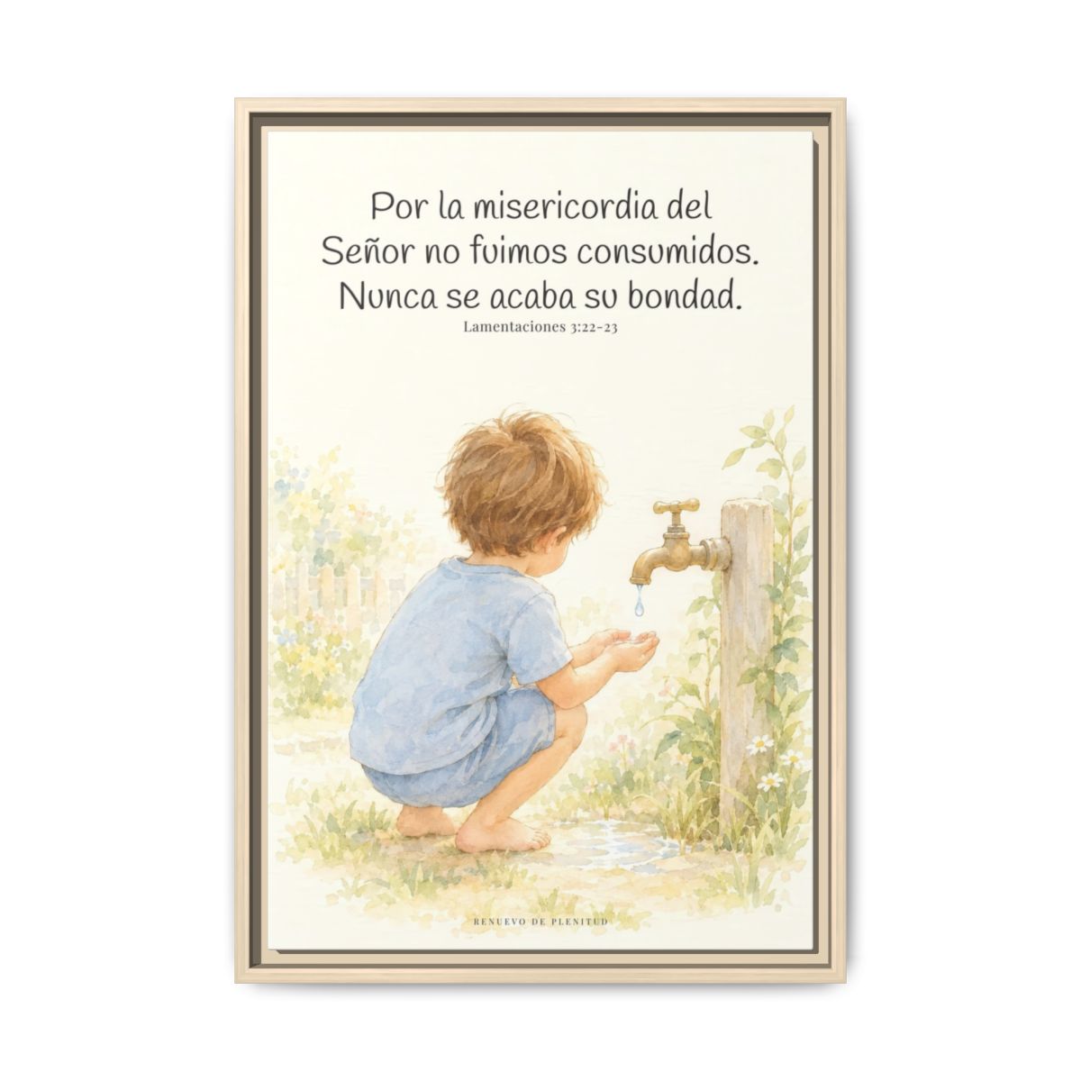 Nunca se acaba la misericordia de Dios — Lienzo Cristiano Enmarcado | Lamentaciones 3:22-23 — 16×24 pulgadas, marco natural, vista frontal
