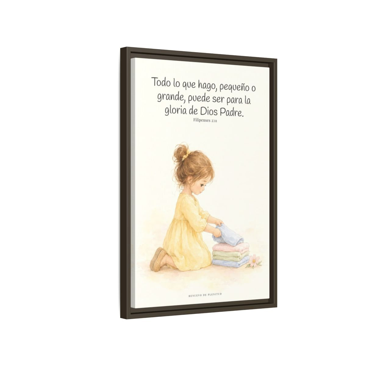 Para la gloria de Dios Padre — Lienzo Cristiano Enmarcado | Filipenses 2:11 — 16×24 pulgadas, marco espresso, vista lateral del marco flotante