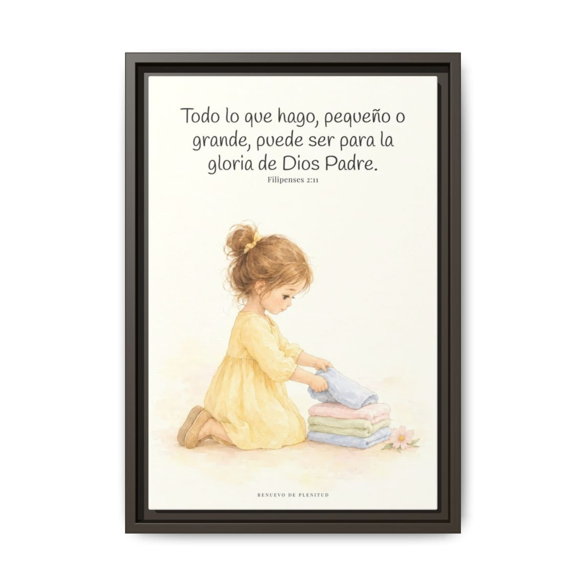 Para la gloria de Dios Padre — Lienzo Cristiano Enmarcado | Filipenses 2:11 — 12×18 pulgadas, marco espresso, vista frontal